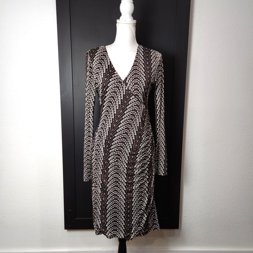 Kenneth Cole Black and White Long Sleeve Dress SZ Large